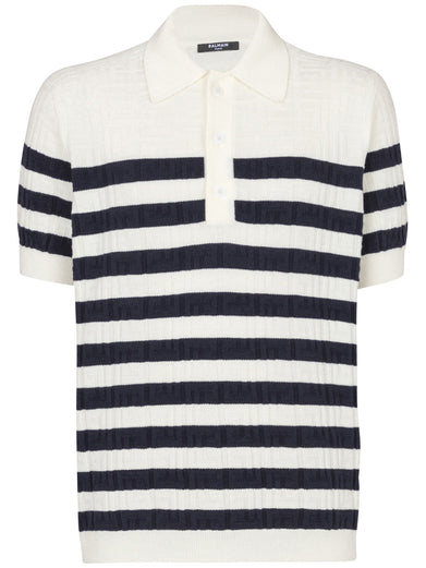 Knitted marinière polo shirt with monogram