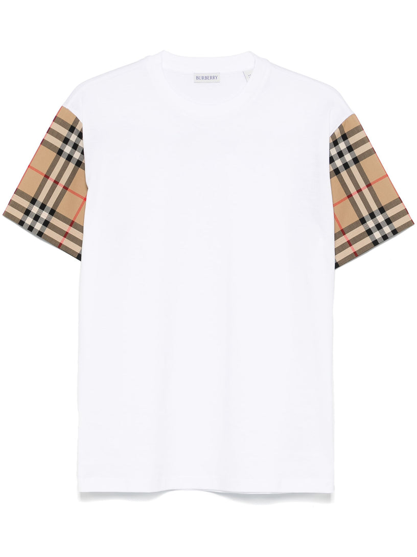 Cotton T-shirt with Check sleeves