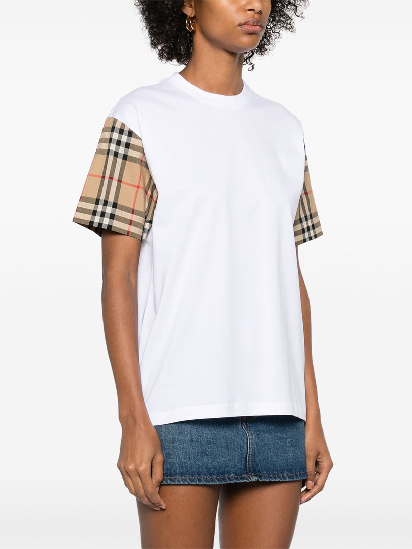 Cotton T-shirt with Check sleeves