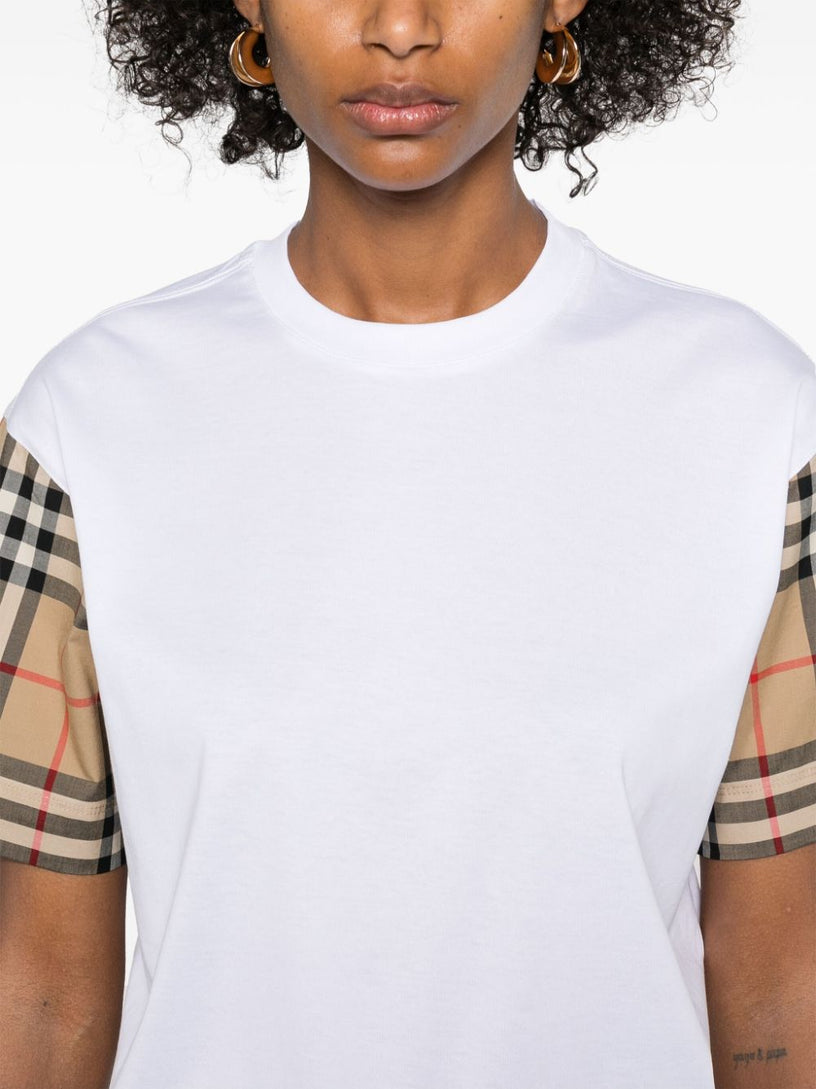 Cotton T-shirt with Check sleeves