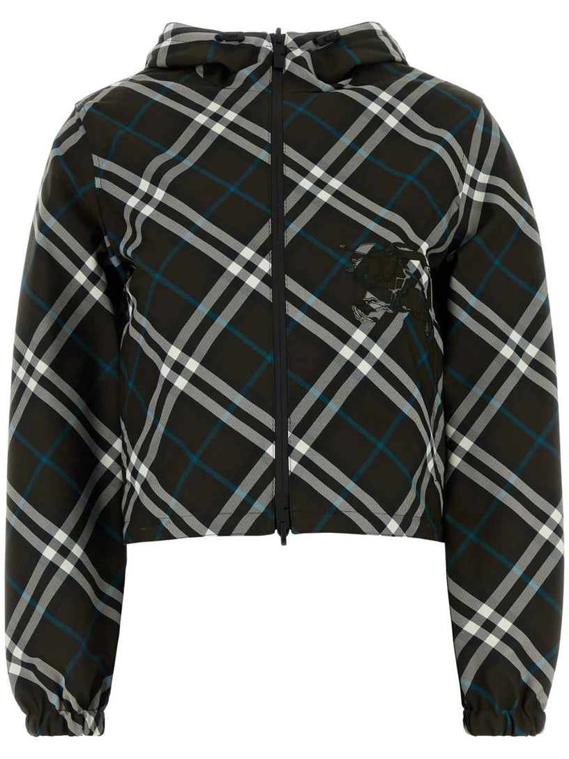 Reversible cropped check jacket