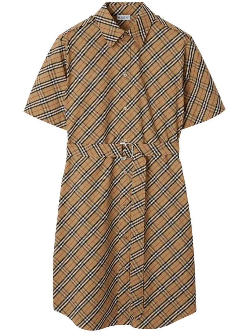 Check cotton shirt dress