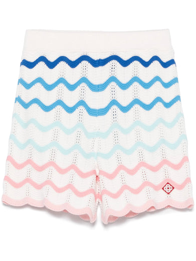 Crochet shorts with shaded waves