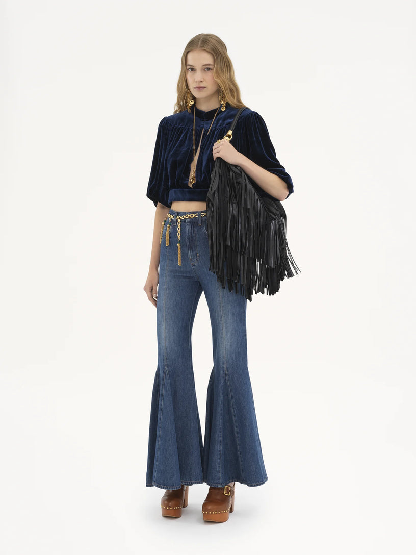 Fluid denim flare jeans