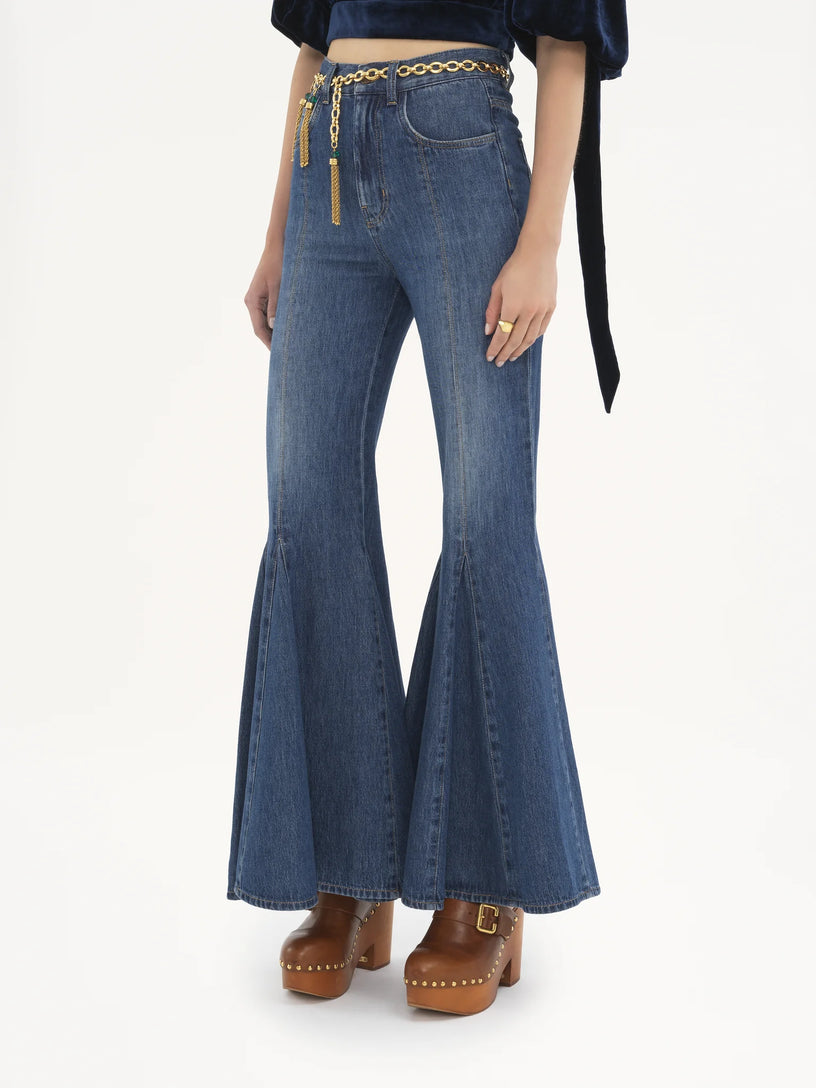 Fluid denim flare jeans