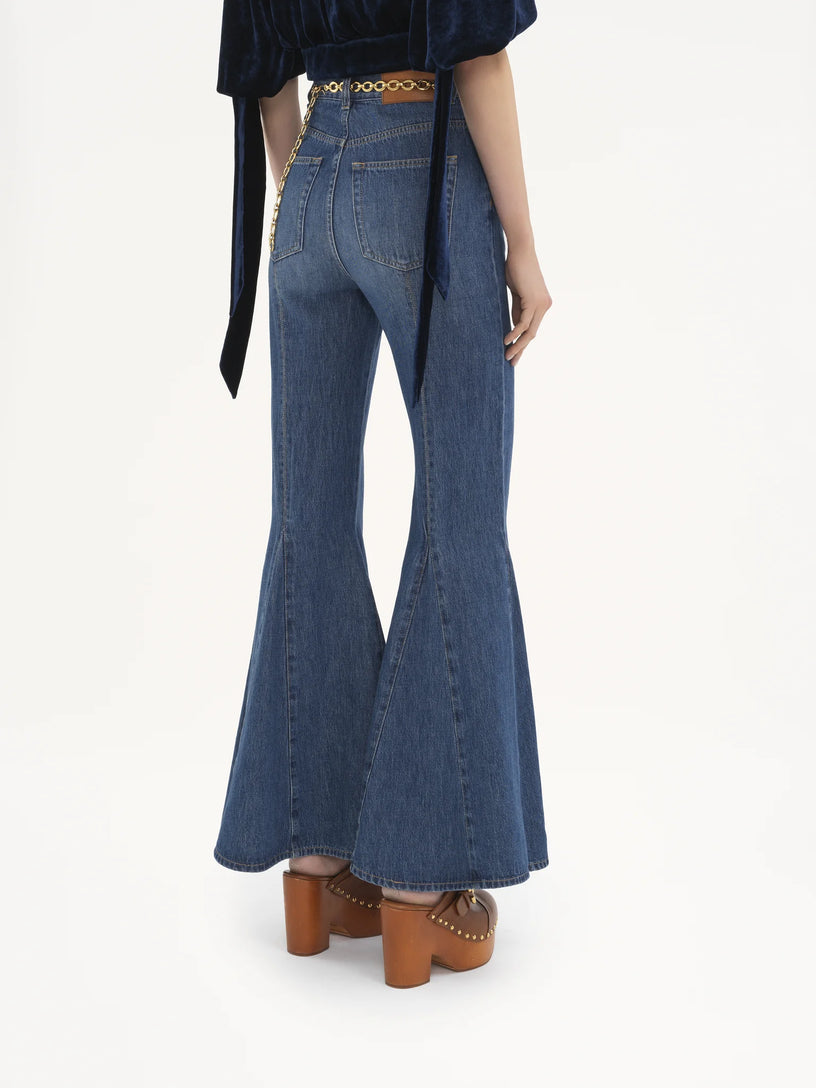 Fluid denim flare jeans