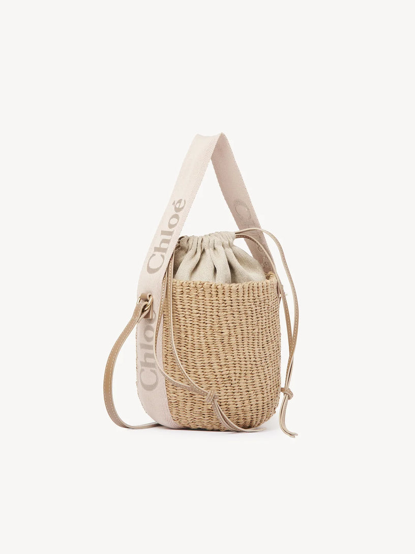 Woody small tote bag in natural fibres