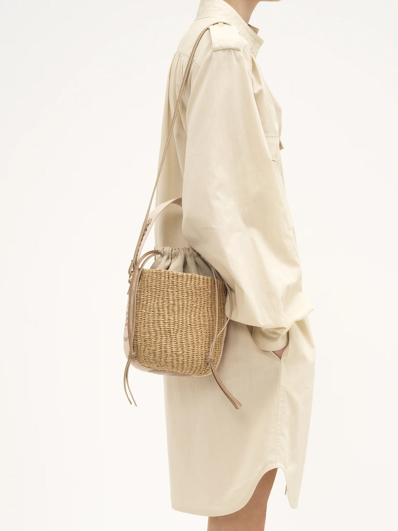 Woody small tote bag in natural fibres