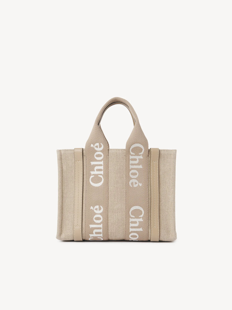 Woody small linen tote bag