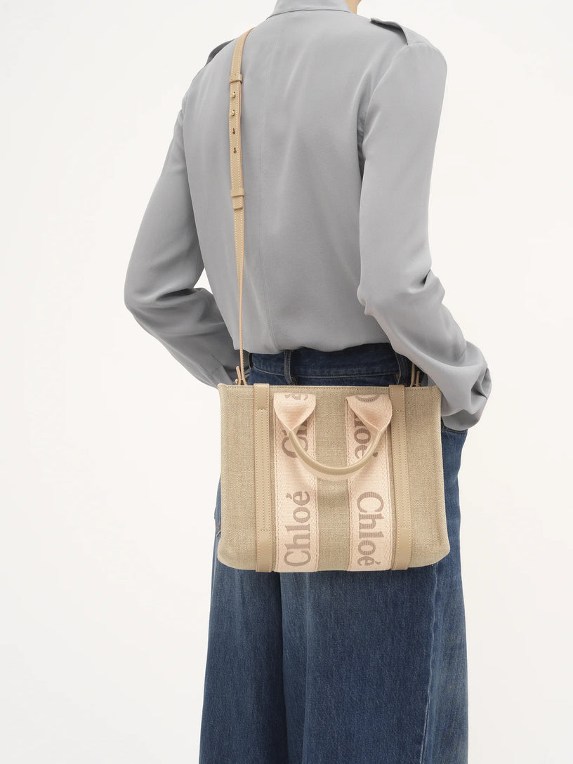 Woody small linen tote bag