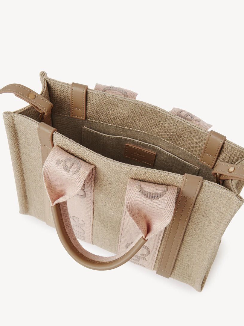 Woody small linen tote bag