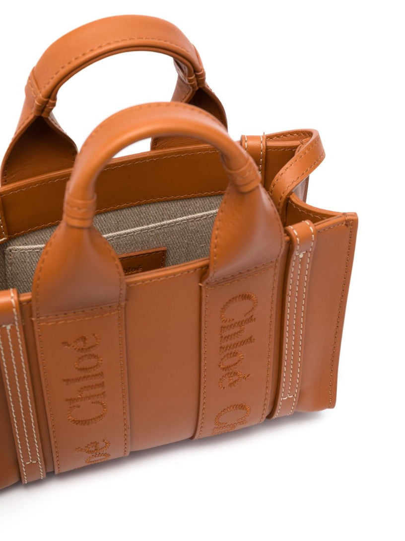 Mini Woody tote bag in soft leather