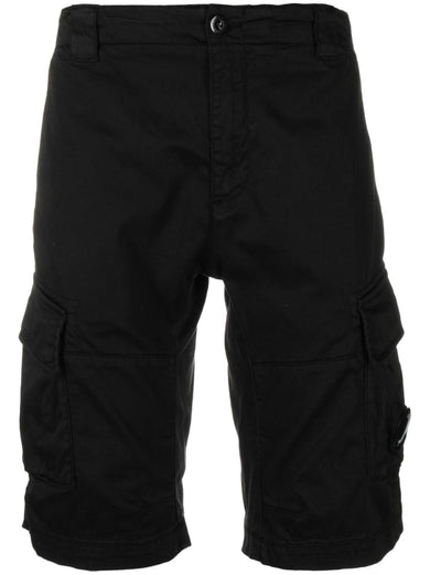 Stretch satin cargo Bermuda shorts