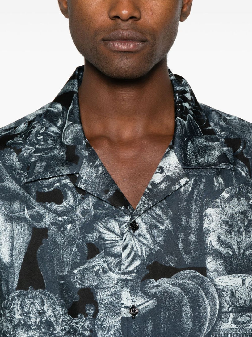 Silk shirt with object print by Hubert