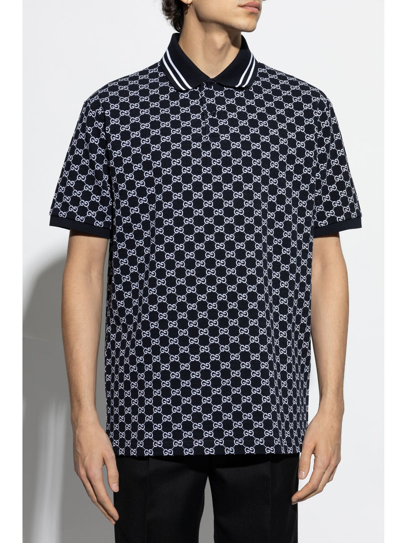 Polo shirt in GG jacquard cotton pique