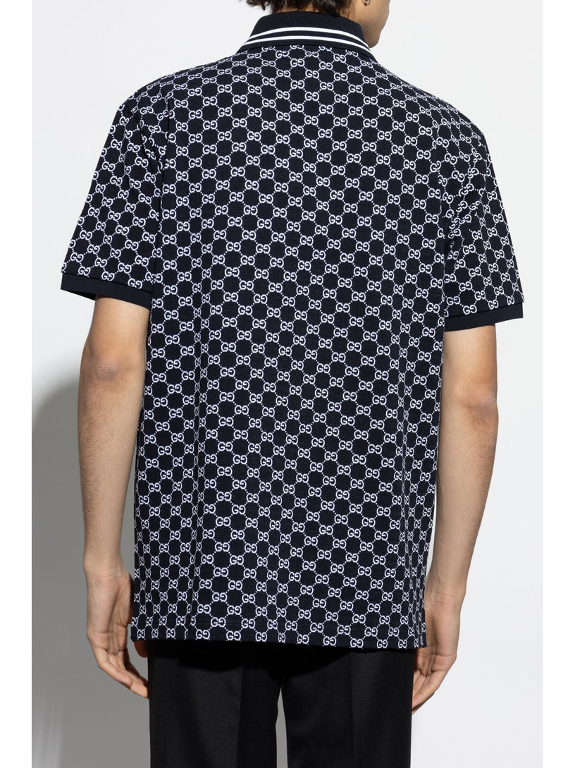 Polo shirt in GG jacquard cotton pique