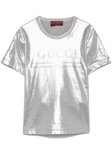 Printed t-shirt in laminated cotton