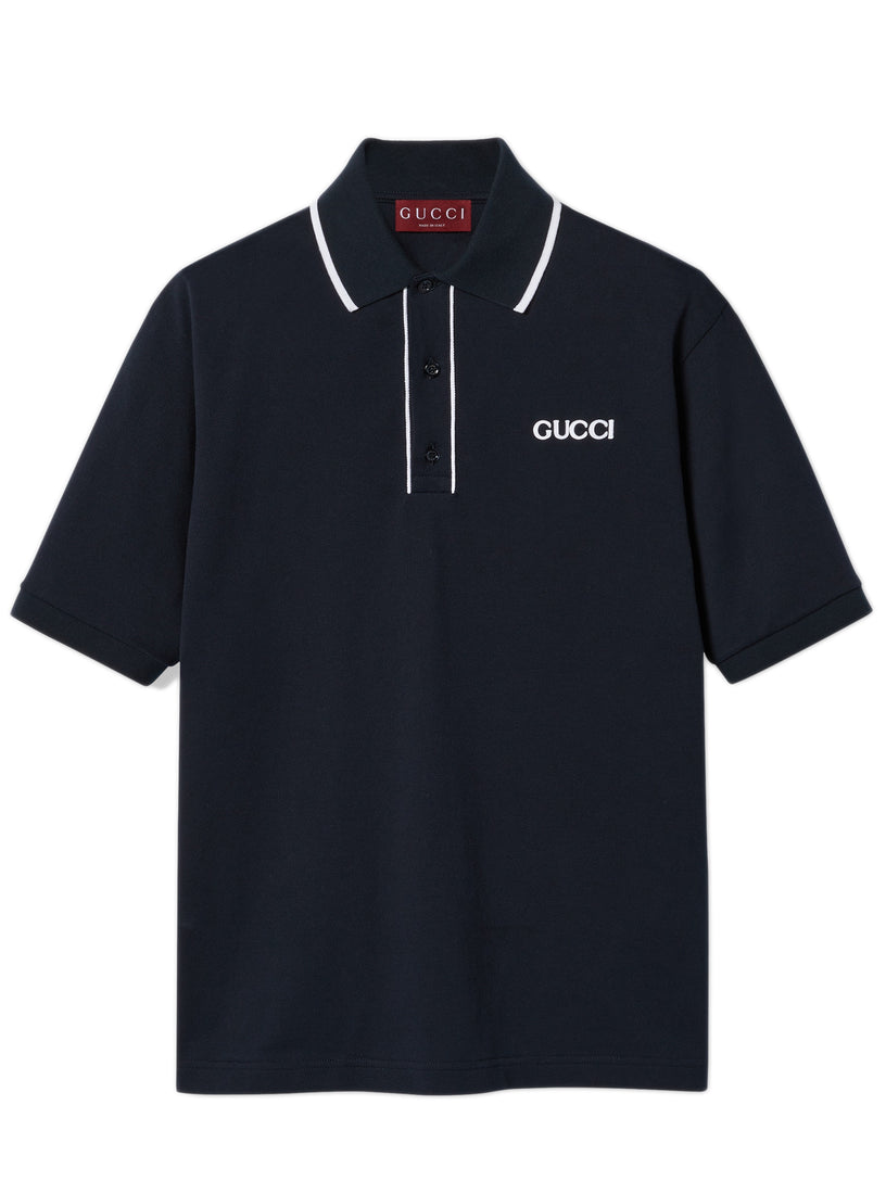 Embroidered cotton piquet polo shirt