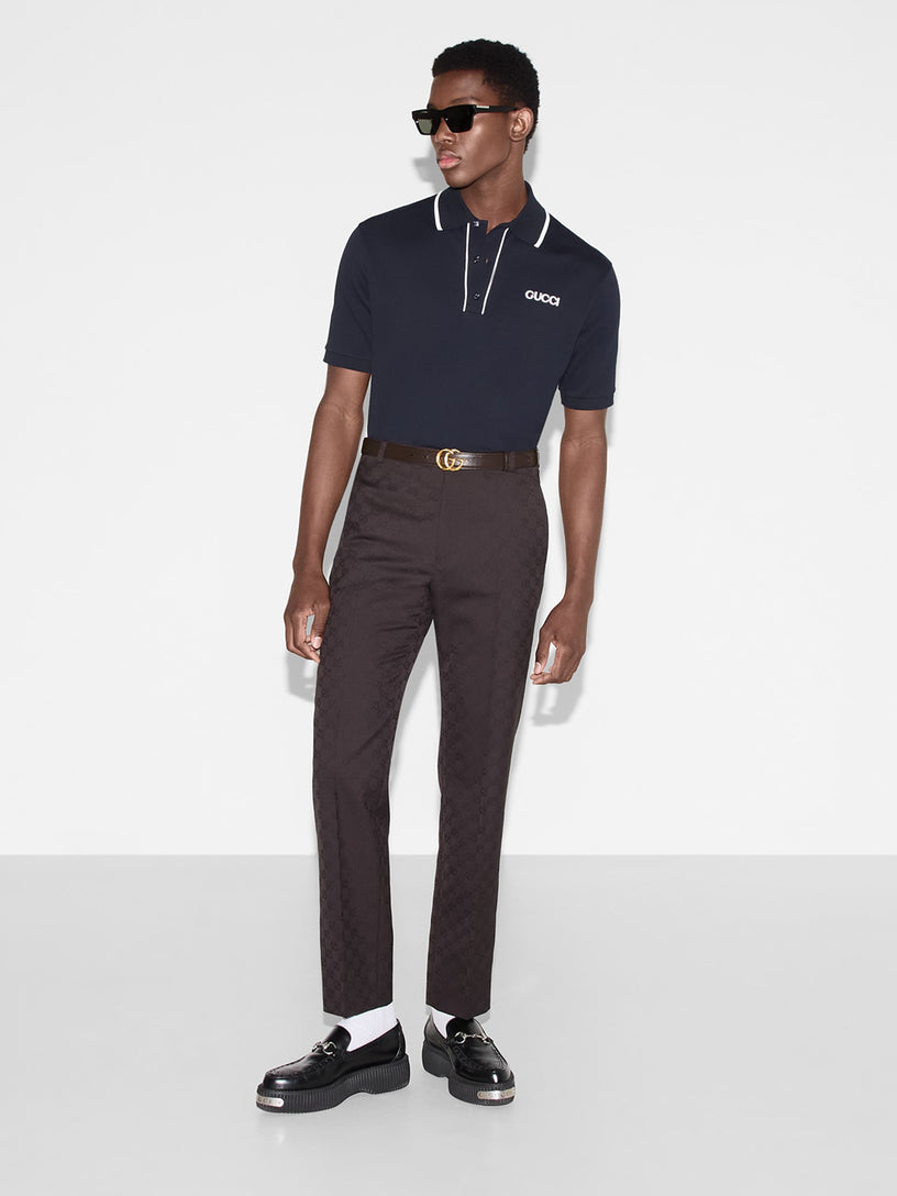 Embroidered cotton piquet polo shirt