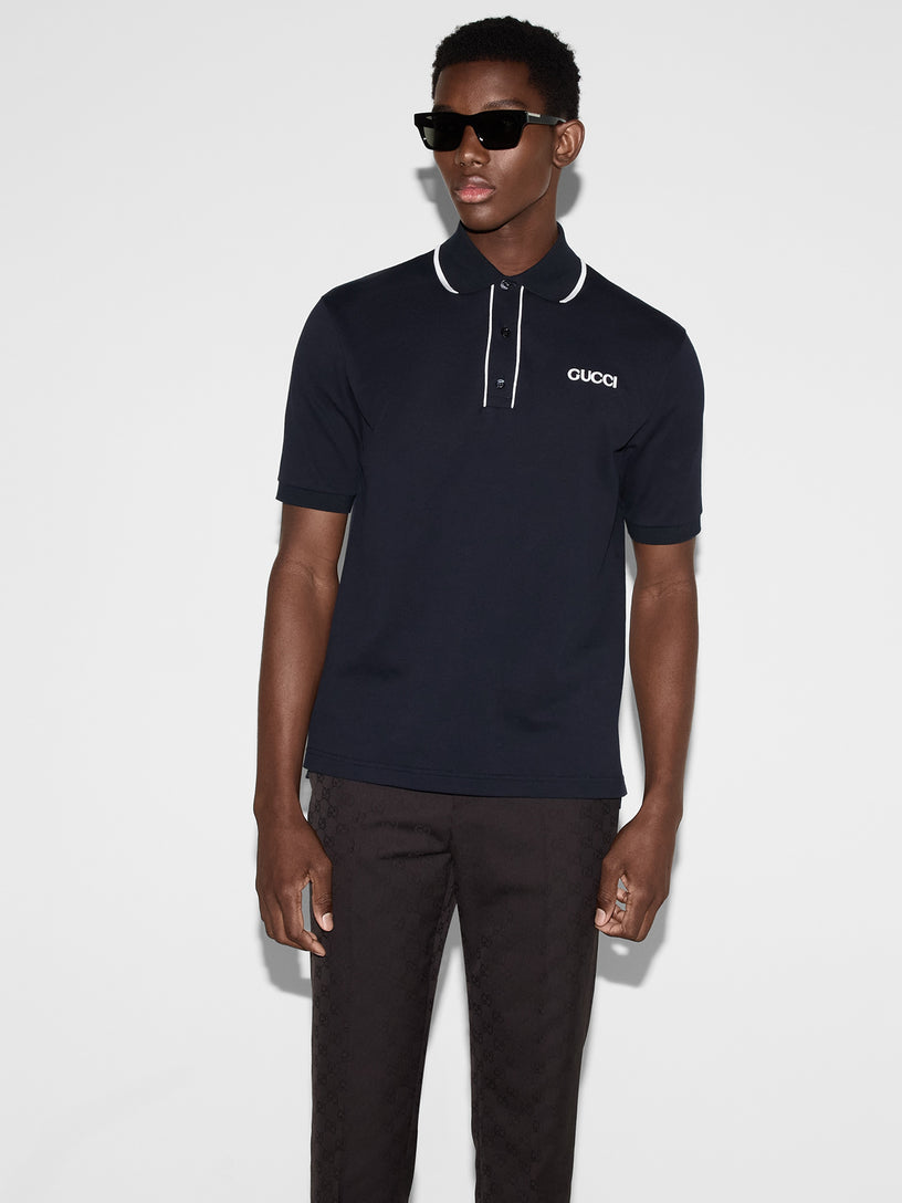 Embroidered cotton piquet polo shirt