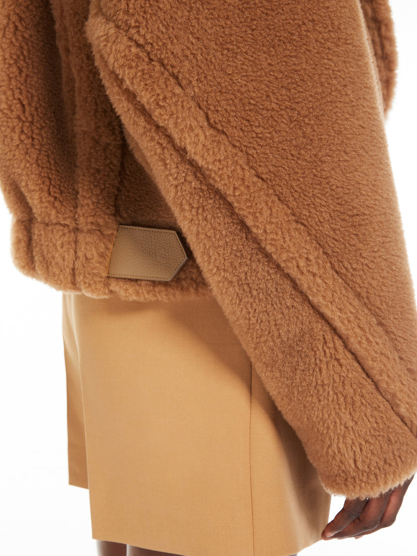 Cropped Teddy Bear Icon Coat in camel