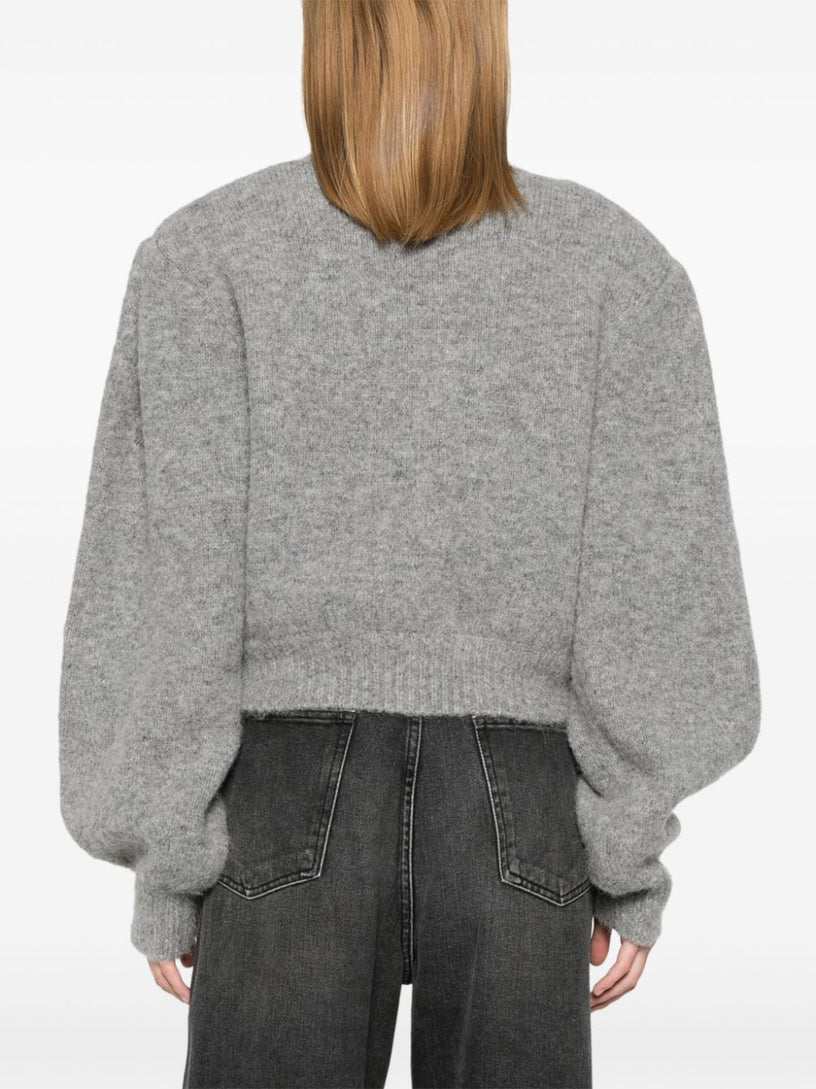 Knit cropped cardigan grey