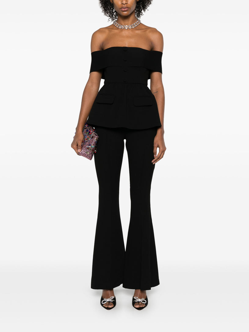 Off-the-shoulder crepe jumpsuit