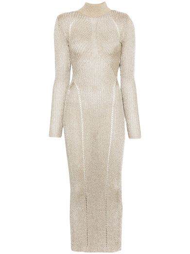 Gold lurex knit maxi dress