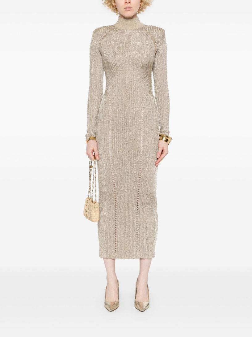 Gold lurex knit maxi dress