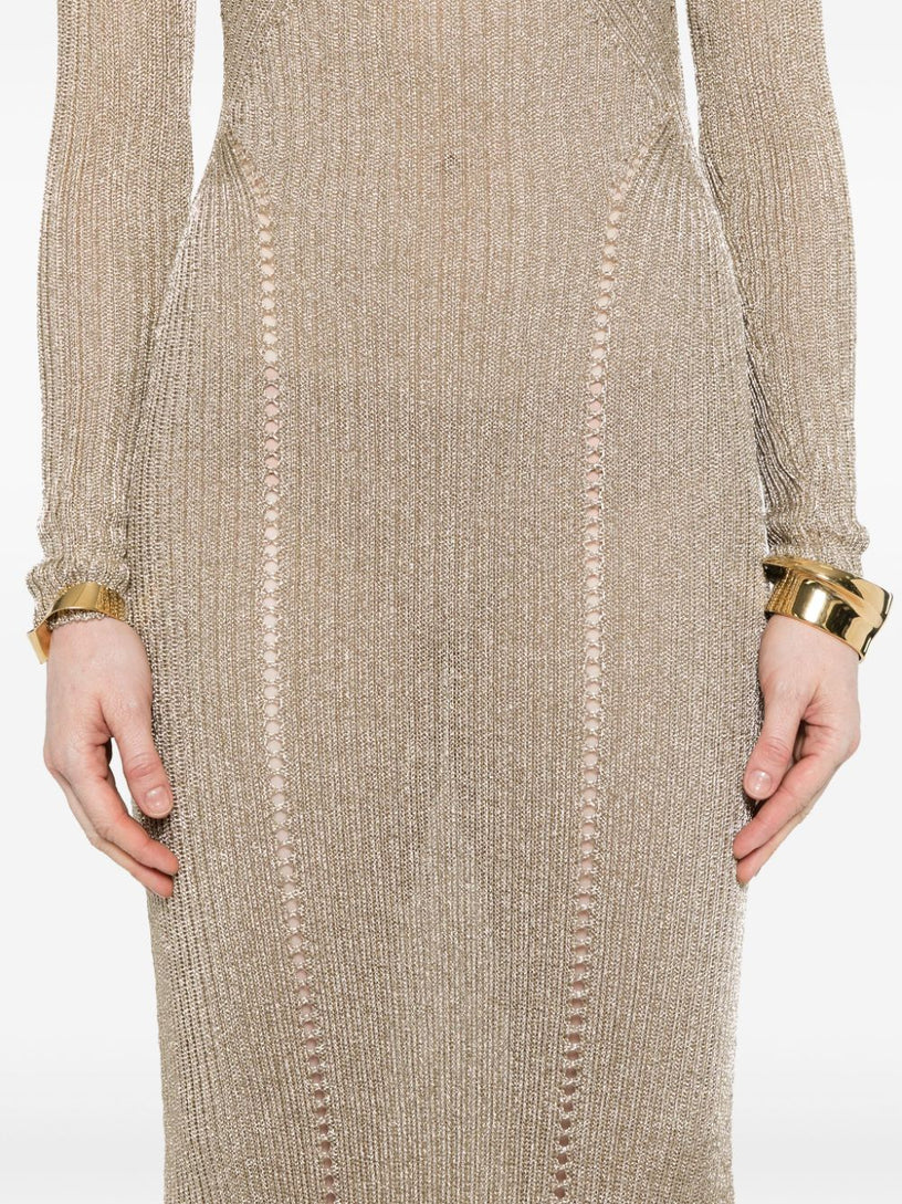 Gold lurex knit maxi dress