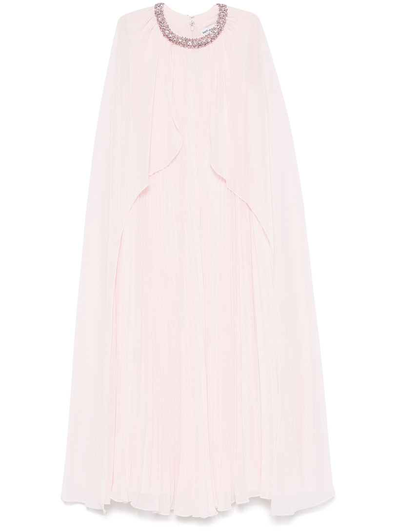 Chiffon midi dress with cape