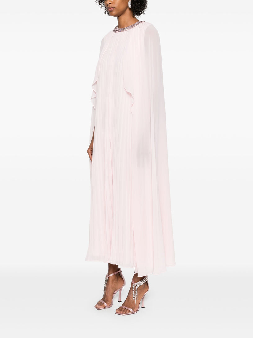 Chiffon midi dress with cape