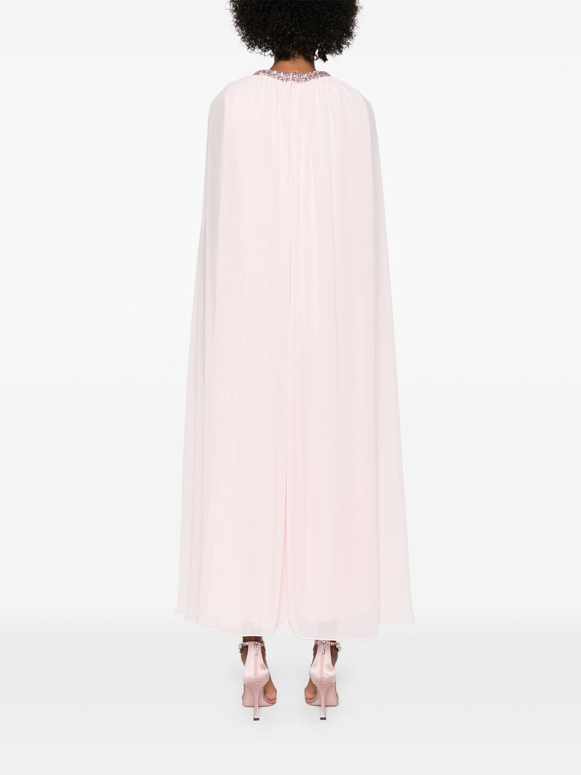 Chiffon midi dress with cape