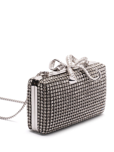 Silver crystal box clutch