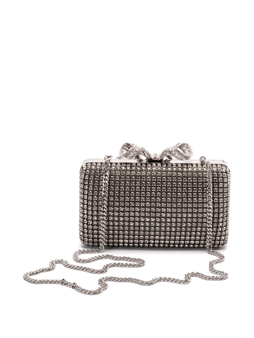 Silver crystal box clutch