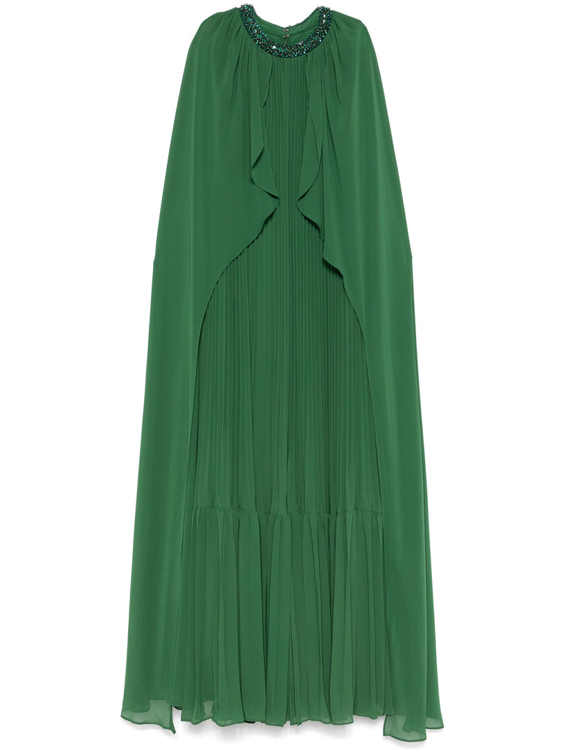 Long chiffon dress with cape