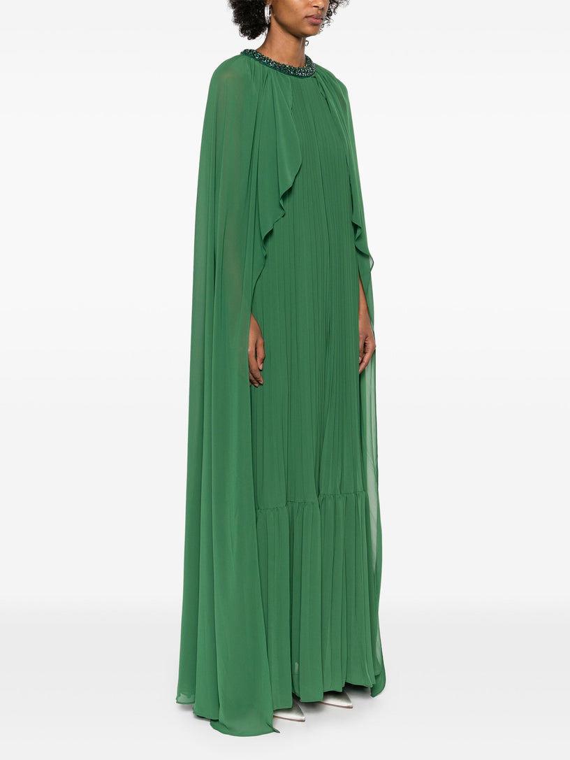 Long chiffon dress with cape