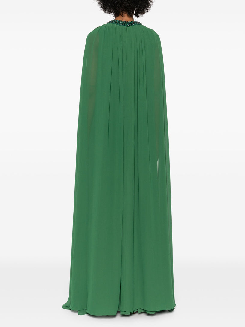 Long chiffon dress with cape