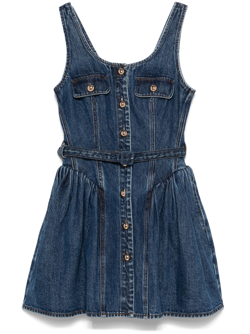 Flared denim mini dress