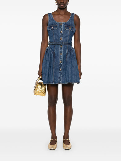 Flared denim mini dress