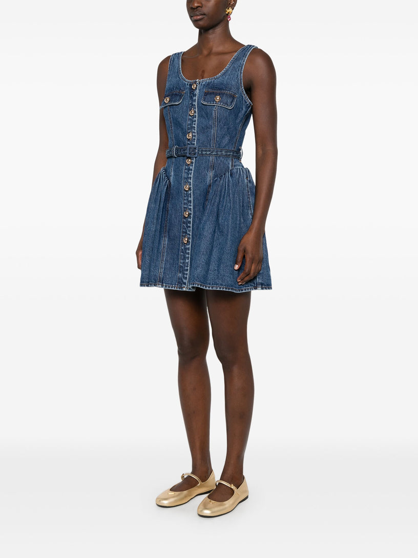 Flared denim mini dress