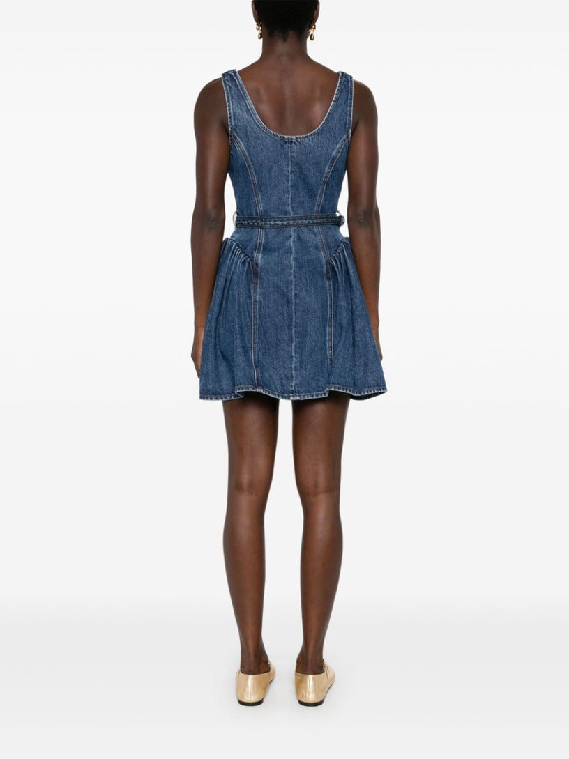 Flared denim mini dress