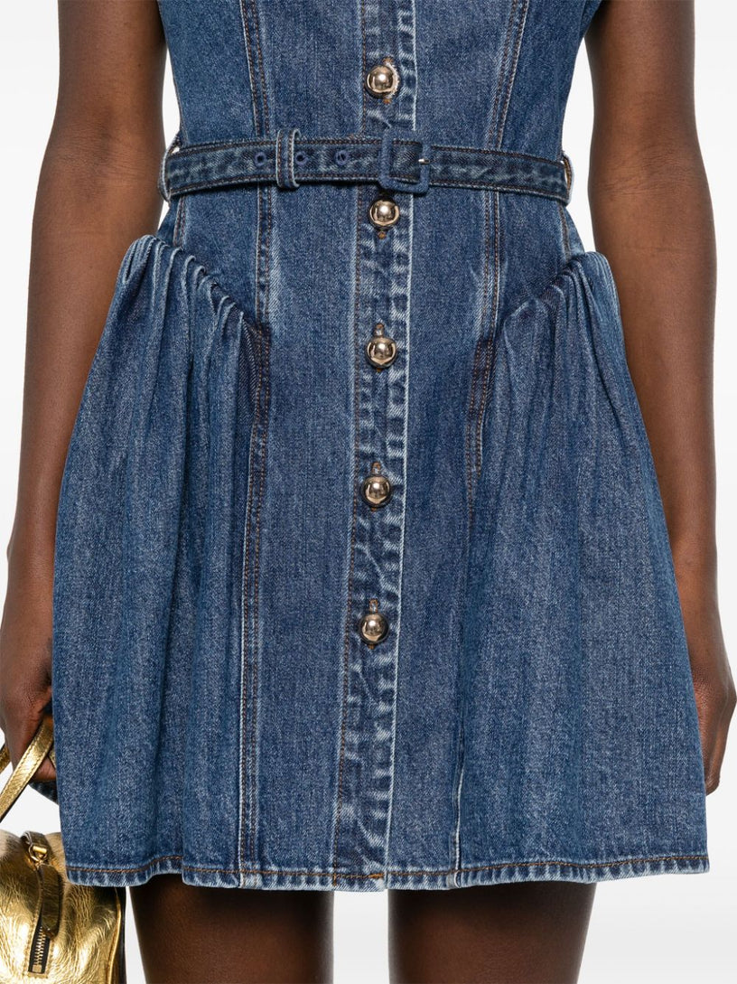 Flared denim mini dress