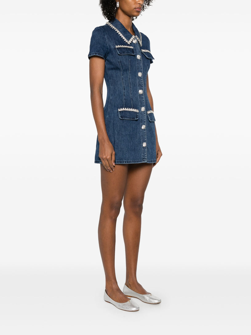 Mini dress with denim collar