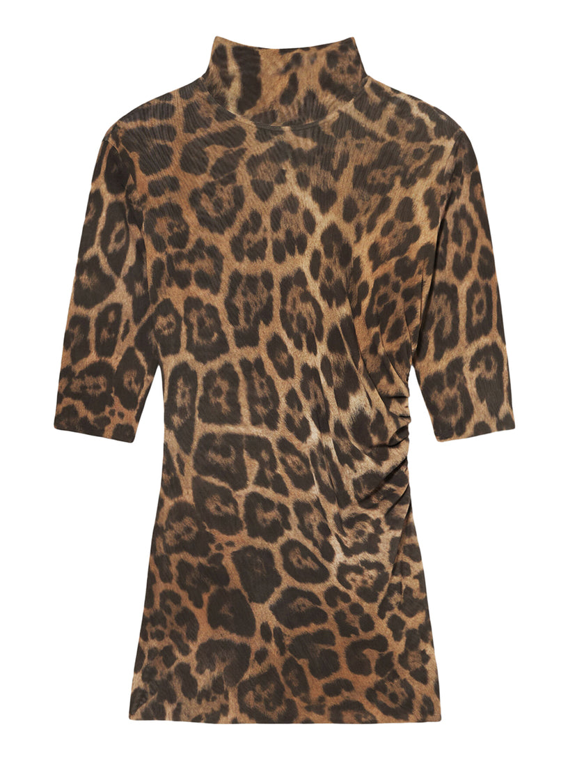 Leopard High-Neck Top