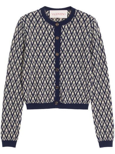 Toute la V Jacquard Wool Cardigan