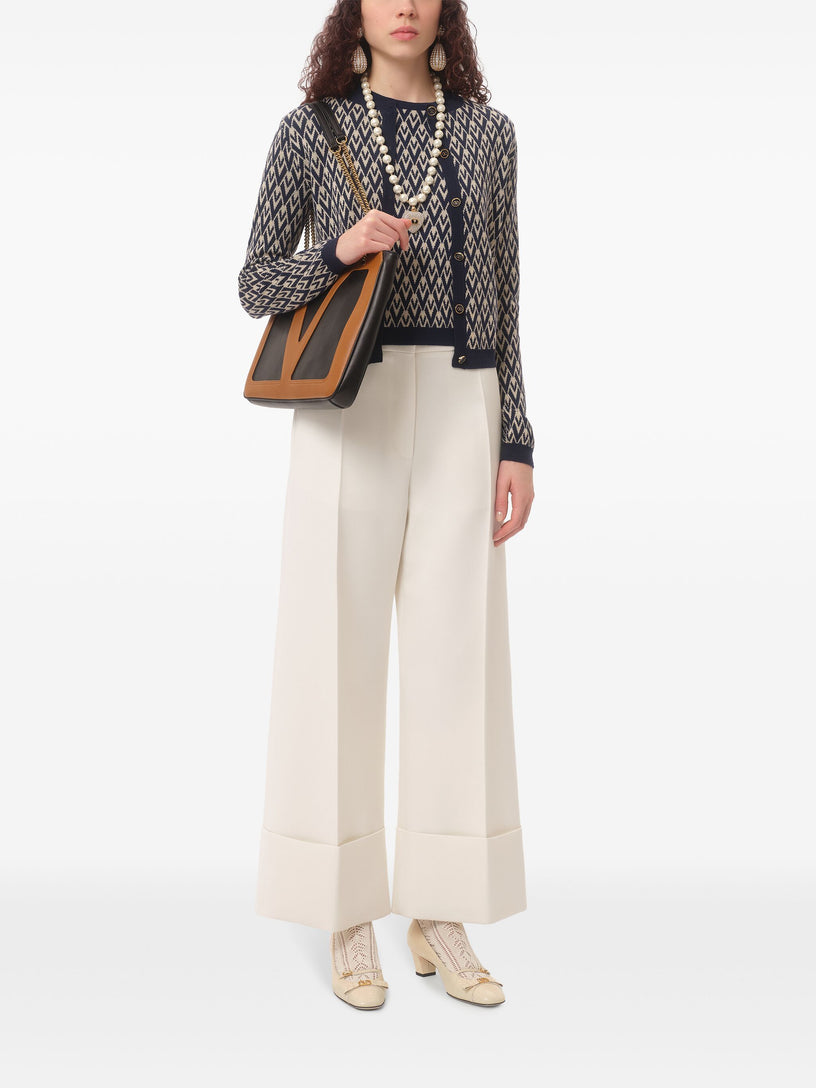 Toute la V Jacquard Wool Cardigan