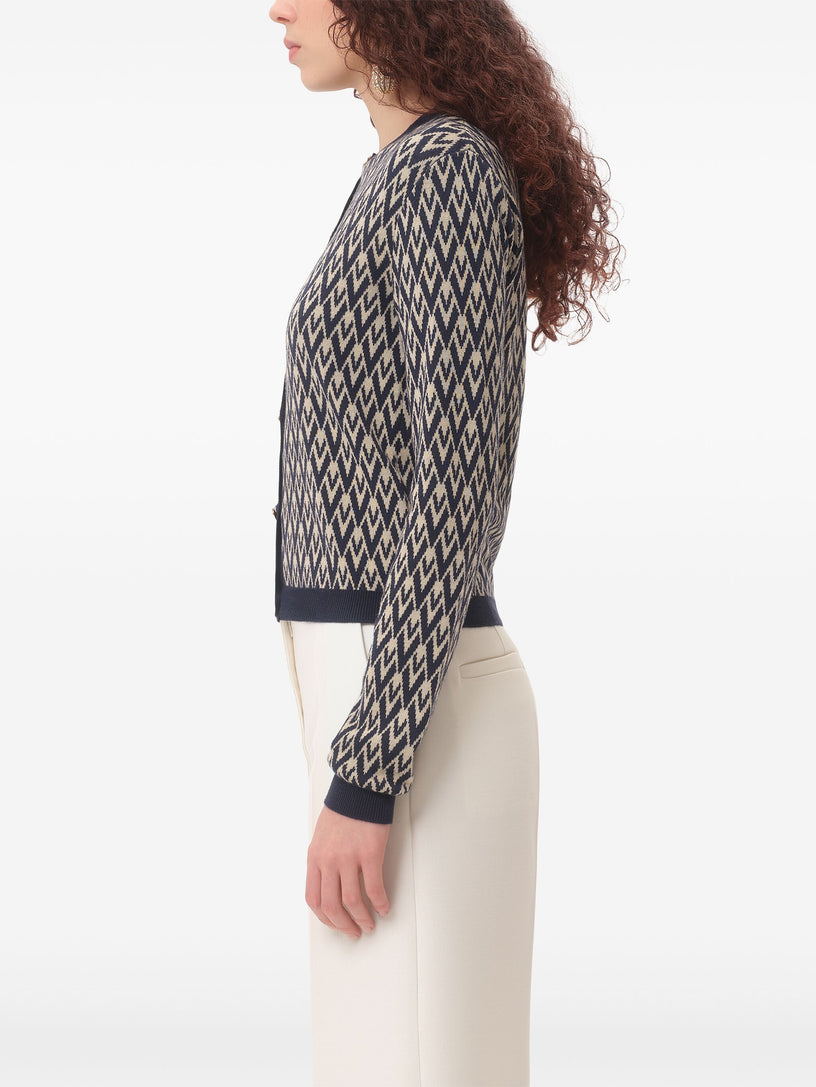 Toute la V Jacquard Wool Cardigan