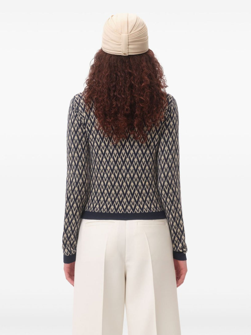 Toute la V Jacquard Wool Cardigan