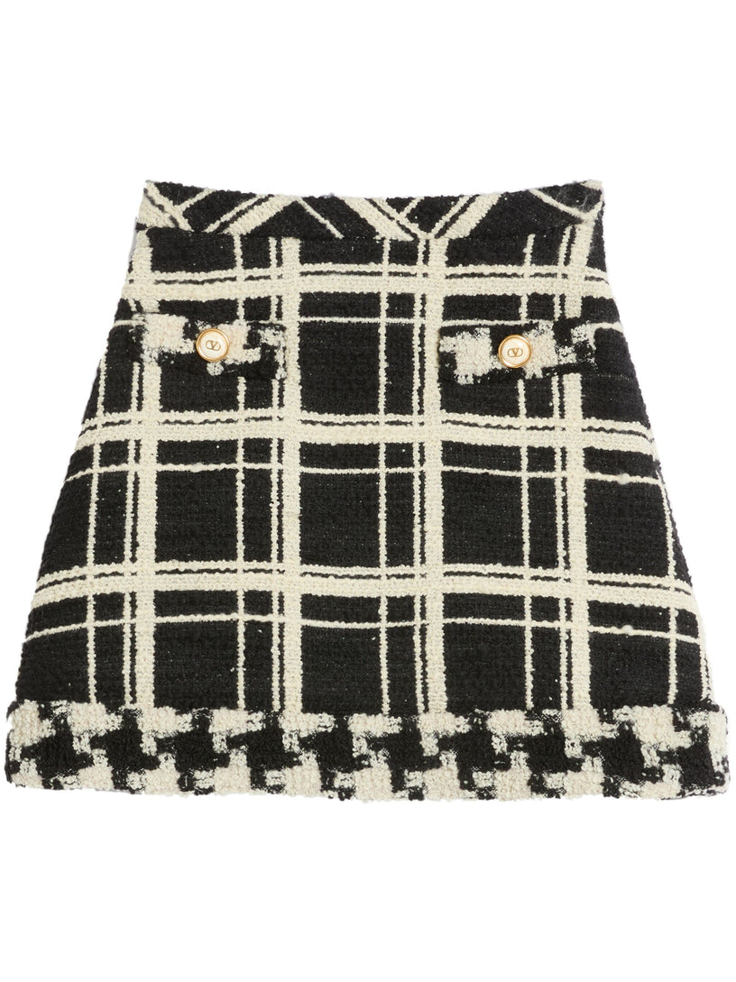 Macro Check Tweed Skirt